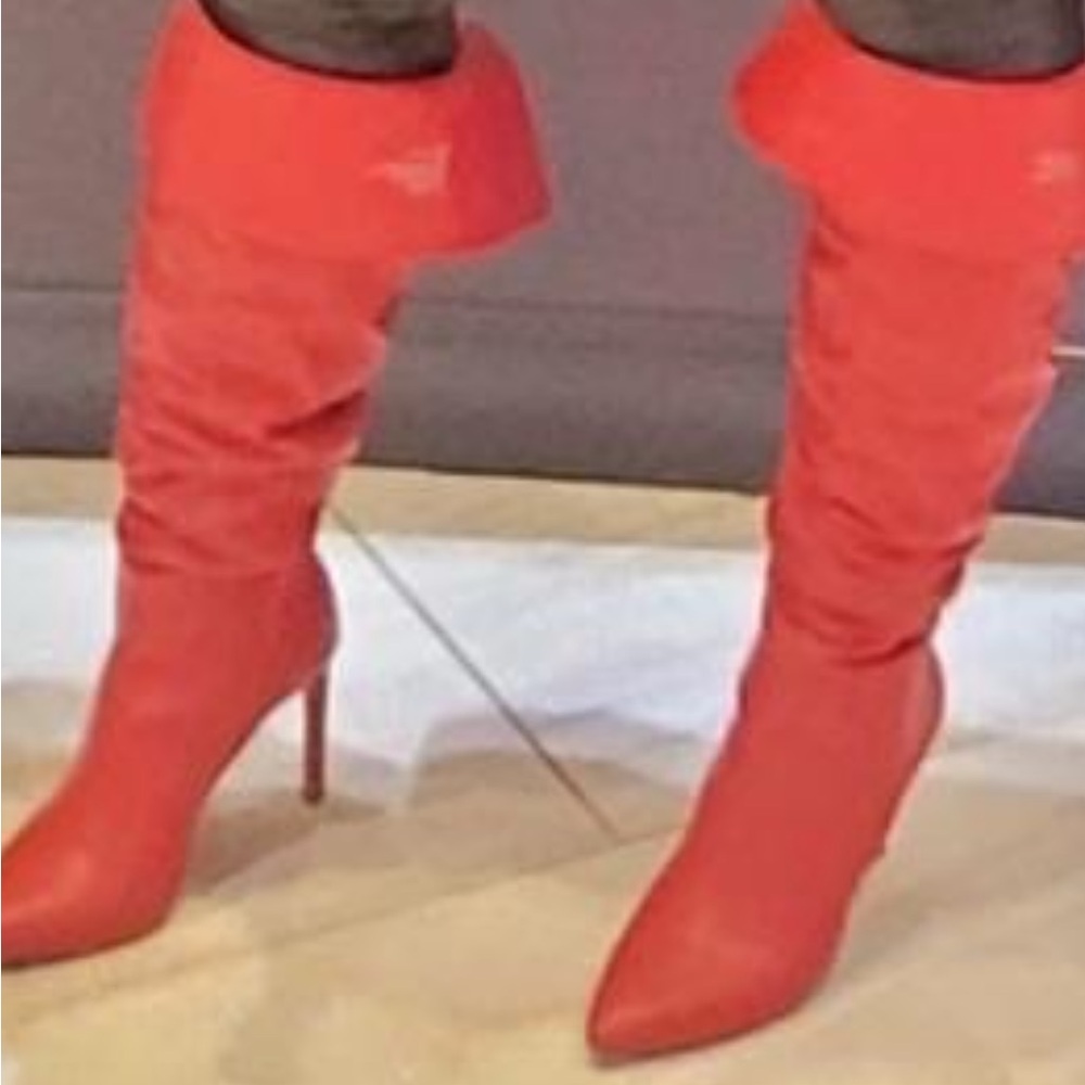 INC Women’s Iyonna Faux Leather Over-The-Knee Boots Red - Picture 2 of 11